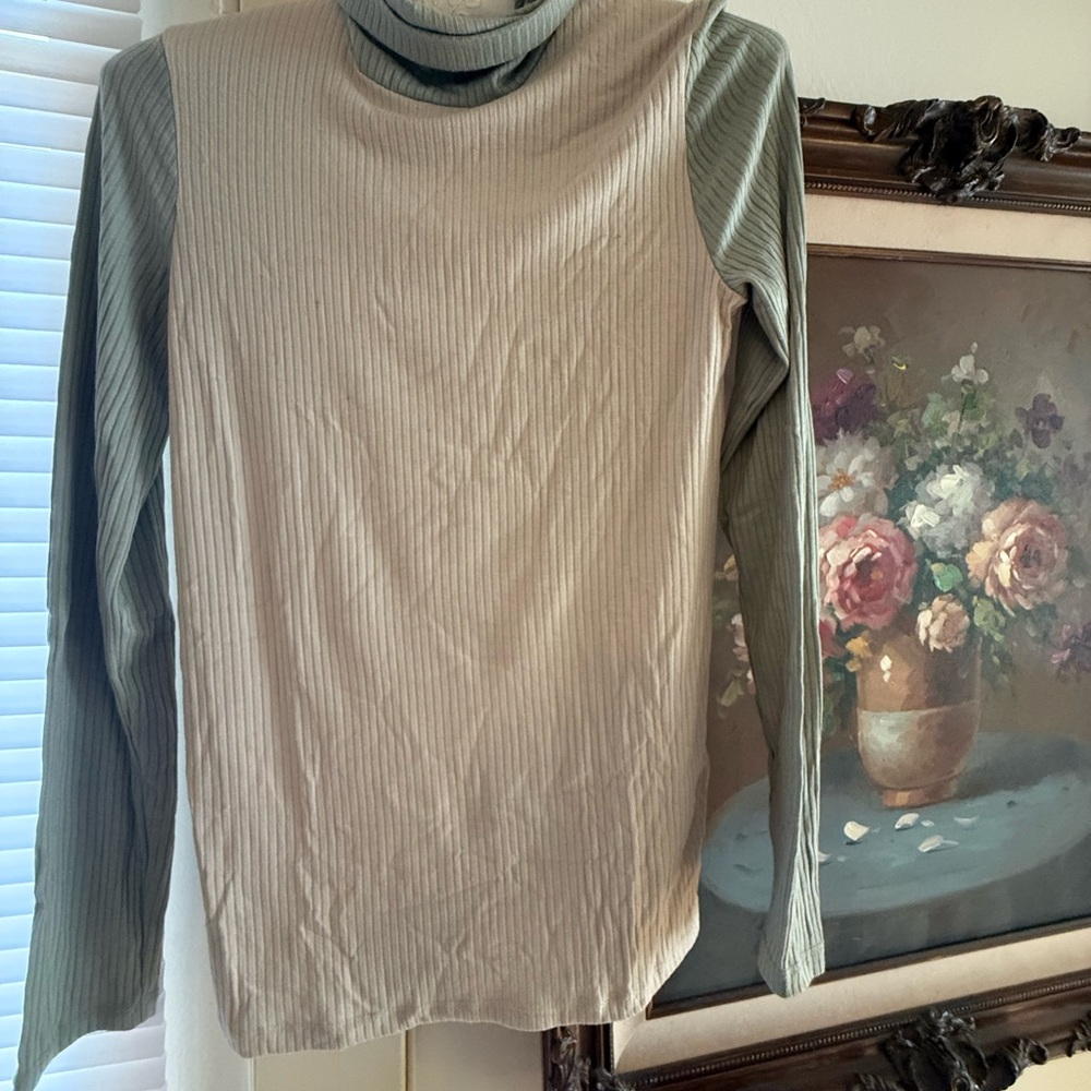 Madewell Textured Knit Top in Cream and Green